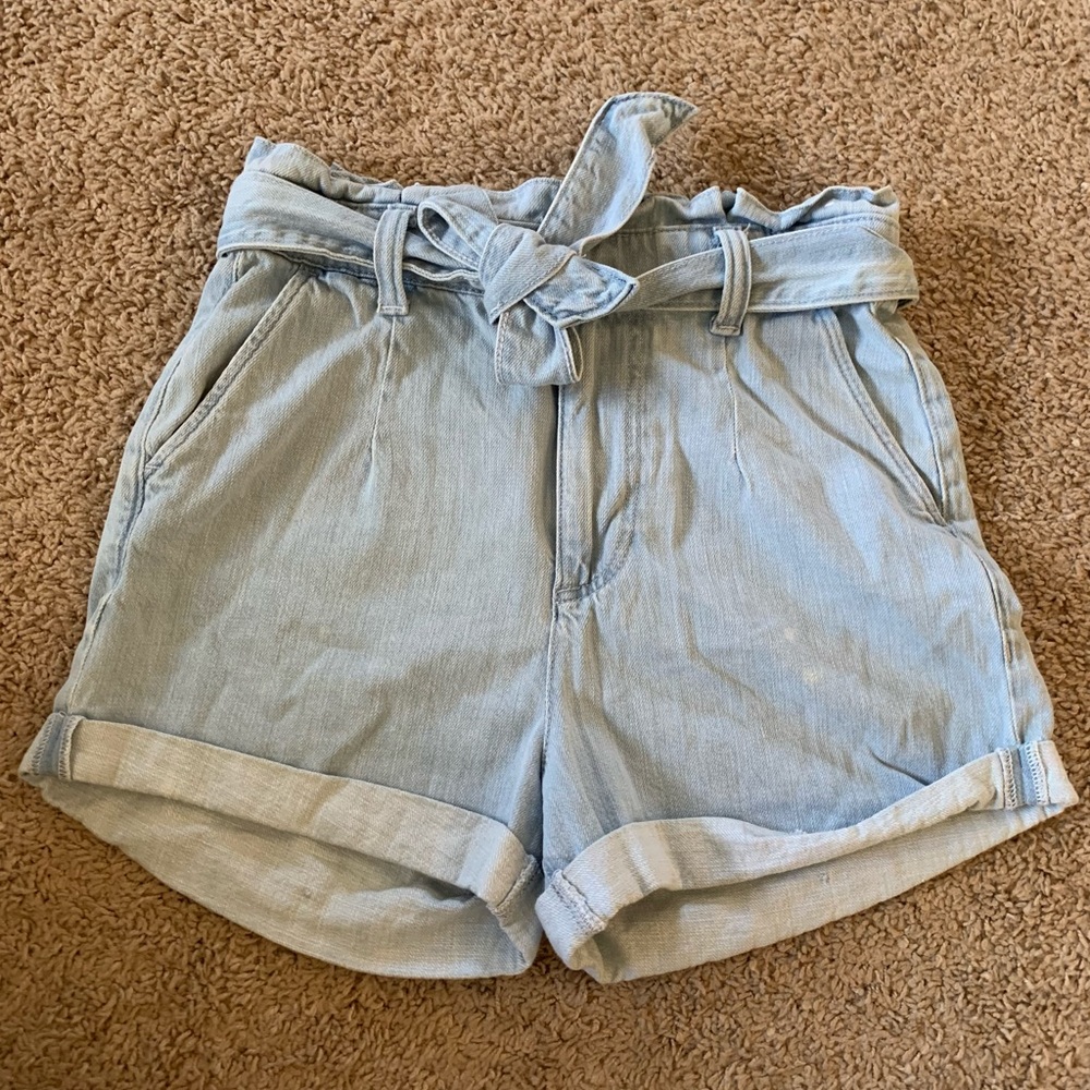 Express Paper Bag Waist Jean Shorts